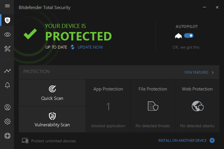 Bitdefender Total Security windows