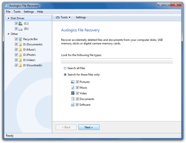 Auslogics File Recovery windows