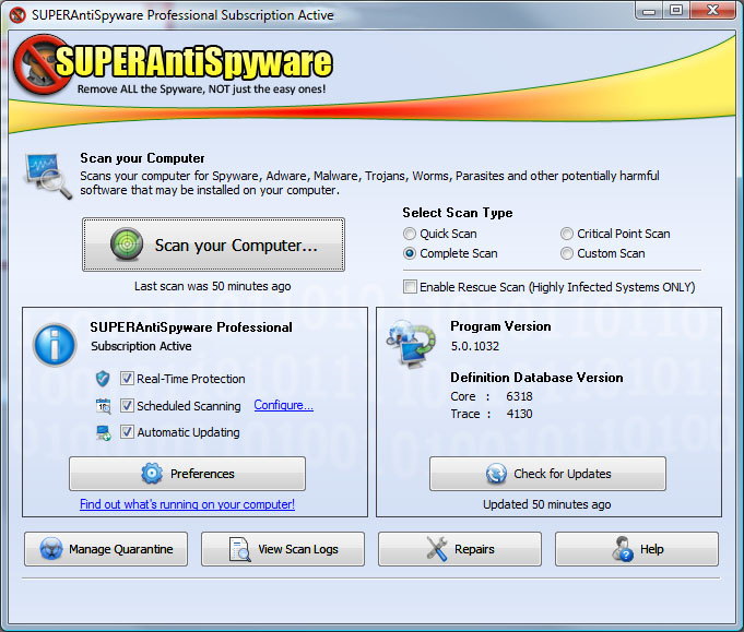 SUPERAntiSpyware Pro windows